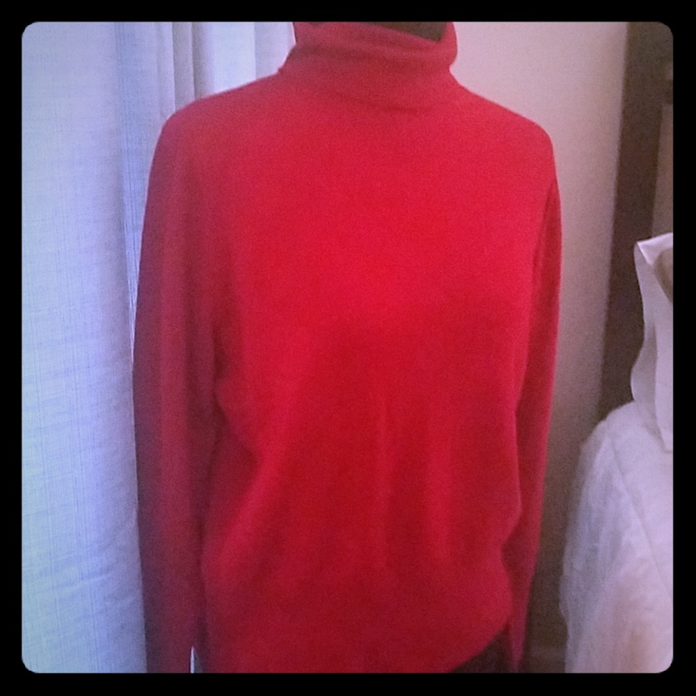 Red turtle neck sweater